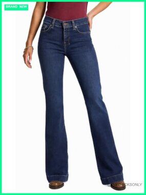 Women's Stretchy Flare Denim Pants Bootcut Curvy Jeans Mid Rise Wide Leg